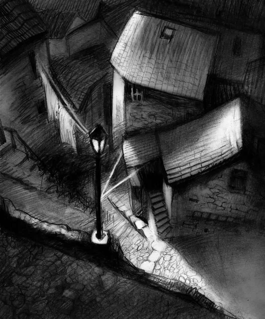 Mihail Zablodsky structures monumentales dans l'obscurité nuit profonde