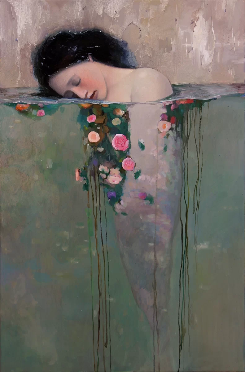 Mihail Zablodsky — Fatigue, oil on canvas, symbolic portrait