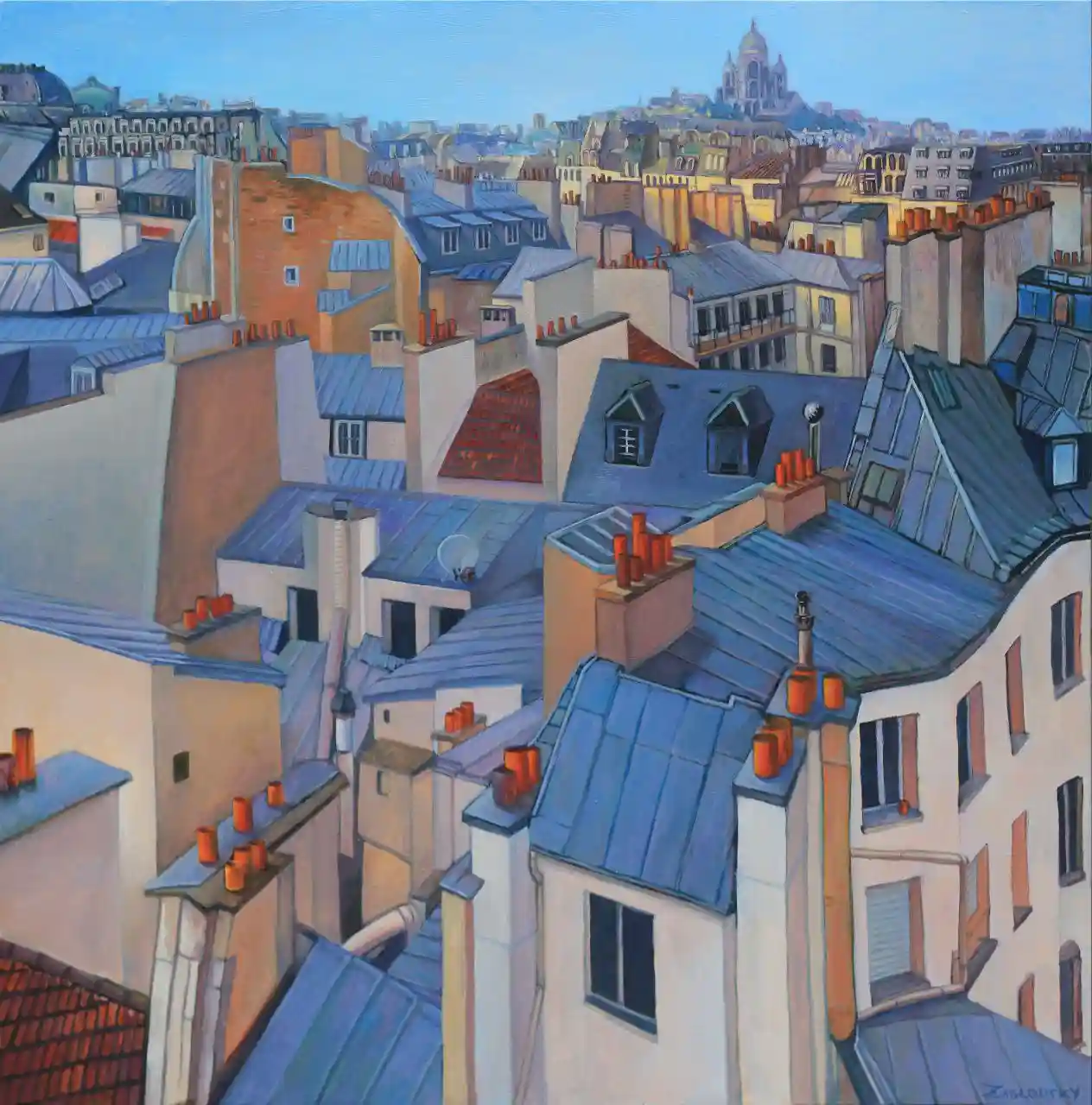 Mihail Zablodsky — Paris — oil on canvas, panoramic cityscape, Sacré-Cœur, impressionism